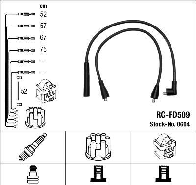 NGK 0604 Комплект в/в проводов Escort, Fiesta, Orion 1.1/1.3/1.4/1.6 ->90 (ZEF811)