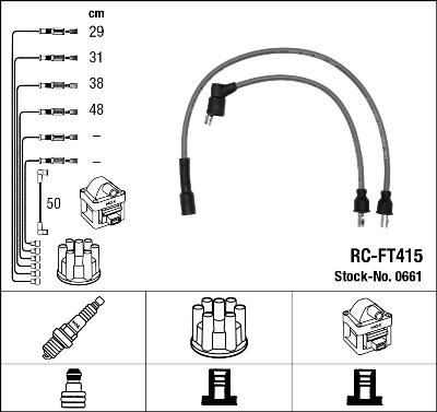 NGK 0661 комплект проводов зажигания на FIAT REGATA (138)