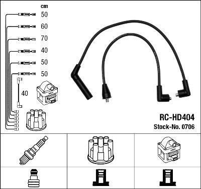 NGK 0706 комплект проводов зажигания на HYUNDAI SONATA II (Y-2)