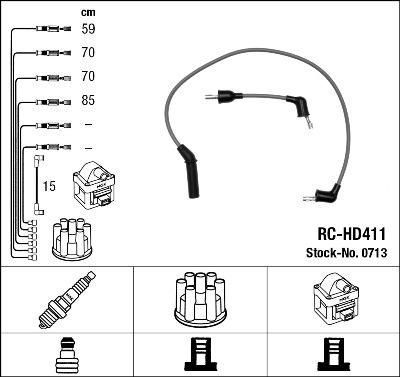 NGK 0713 Комплект в/в проводов Sonata I/II, Starex 2750132C00 (RC-HD411)