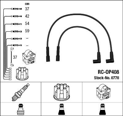 NGK 0778 комплект проводов зажигания на OPEL KADETT E Combo (38_, 48_)