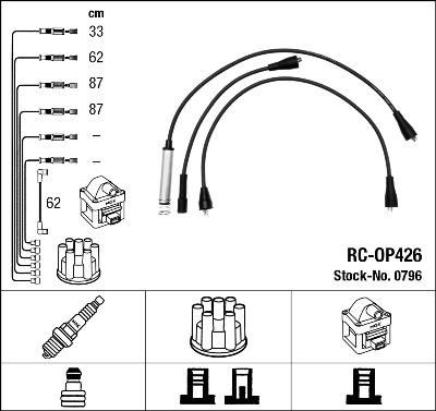 NGK 0796 Провода зажигания к-т 0796 RC-OP426
