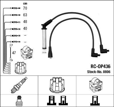 NGK 0806 Провода высоковольтные OPEL Kadett E/Vectra A/Astra F 1,8/2,0L 85-98 (1612559)