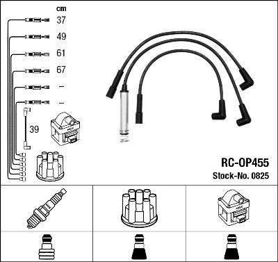 NGK 0825 Провода высоковольтные RC-OP455 OPEL KADETT E 1.6/VECTRA A 1.6 RC-OP455