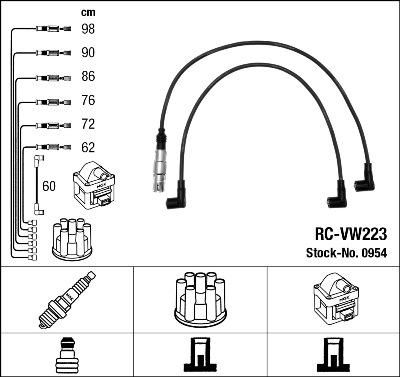 NGK 0954 комплект проводов зажигания на VW GOLF III (1H1)