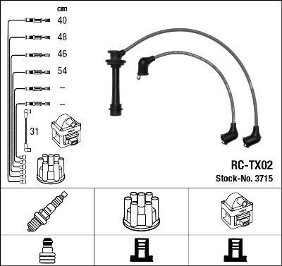 NGK 3715 комплект проводов зажигания на TOYOTA CELICA Наклонная задняя часть (ST16_, AT16_)