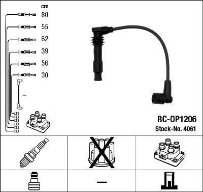 NGK 4061 Провода в/в OPEL OMEGA B V6 RC-OP1206 (ZEF1152)