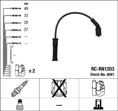 NGK 4081 Провода высоковольтные RC-RN1203 RENAULT LOGAN 1.6 RC-RN1203