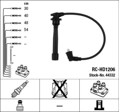 NGK 44332 Провода зажигания к-т 44332 RC-HD1206