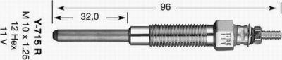 NGK 5376 Свеча накаливания Y-715R TOYOTA Chaser/Crown/Dyna/Hiace/LandCruiser/ mot.2L