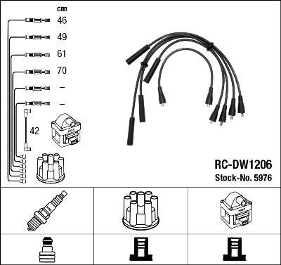 NGK 5976 комплект проводов зажигания на OPEL KADETT D (31_-34_, 41_-44_)