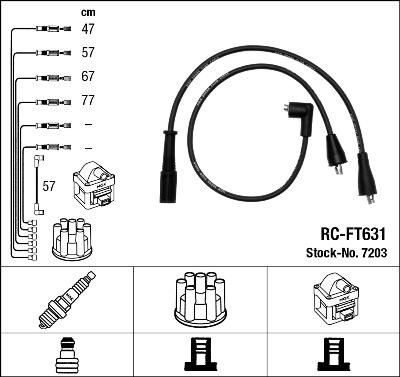 NGK 7203 комплект проводов зажигания на FIAT CROMA (154)