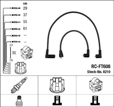 NGK 8210 комплект проводов зажигания на FIAT UNO (146A/E)