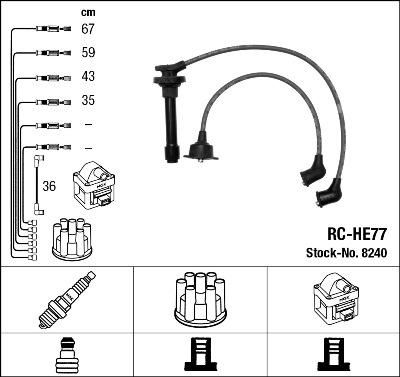 NGK 8240 Комплект в/в проводов Accord 2.3 ->96 32700PTO000 (ZEF836)