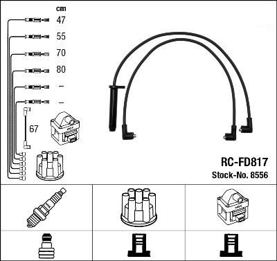 NGK 8556 Комплект в/в проводов Scorpio, Sierra 2.0 ->98 (ZEF809)