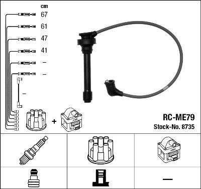 NGK 8735 Комплект в/в проводов MITSUBISHI COLT, GALANT 91-> MD193015 (RCME79)