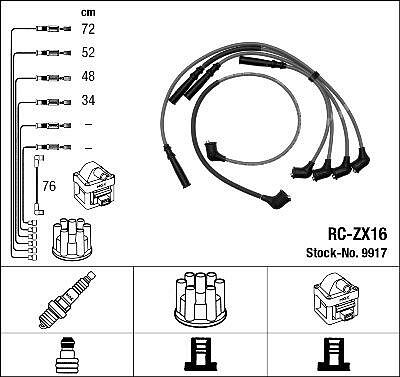 NGK 9917 Комплект в/в проводов MAZDA 626 1.8/2.0l -92 8BGA18140 (ZEF865)