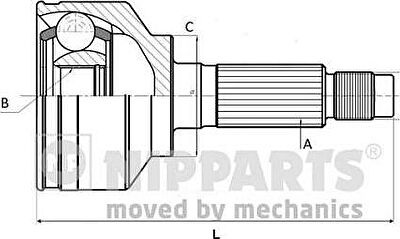 NIPParts J2822013 шарнирный комплект, приводной вал на TOYOTA LAND CRUISER (_J6_)