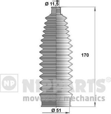 NIPParts J2842029 комплект пылника, рулевое управление на TOYOTA YARIS (SCP1_, NLP1_, NCP1_)