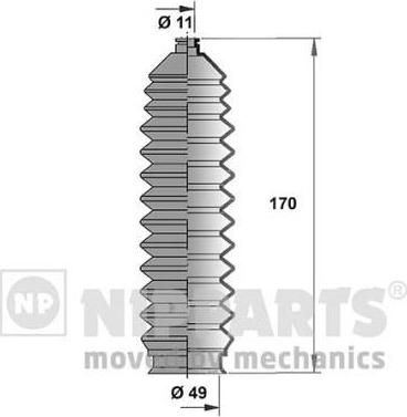 NIPParts J2846001 комплект пылника, рулевое управление на DAIHATSU CHARADE III (G100, G101, G102)