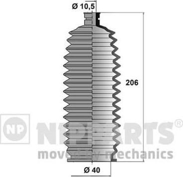 NIPParts J2856003 комплект пылника, рулевое управление на DAIHATSU CHARADE III (G100, G101, G102)