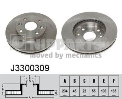 NIPPARTS Диск тормозной KIA RIO 1.3/1.5 00-05 передний (MDX74-33-251, J3300309)