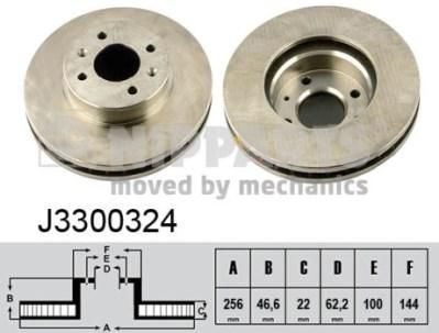 NIPPARTS Диск тормозной передний HYUNDAI ACCENT 05- i20 08- KIA RIO II 05- 256x22mm (517121G000, J3300324)