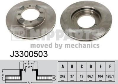 NIPPARTS Диск тормозной HYUNDAI LANTRA 1.5 90-00 передний вент.D=242мм. (51712-28000, J3300503)