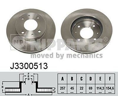 NIPPARTS Диск тормозной перед. вентил. HYUNDAI SONATA 88-98 (257x22mm) (51712-33010, J3300513)