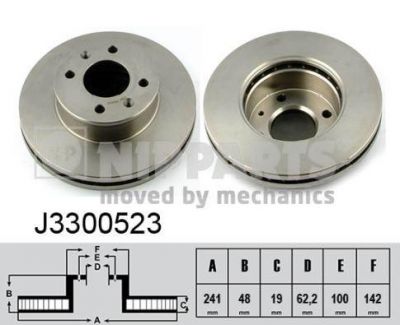 NIPPARTS Диск тормозной перед.Hyundai Getz 02-09 240x19mm (517121C000, J3300523)