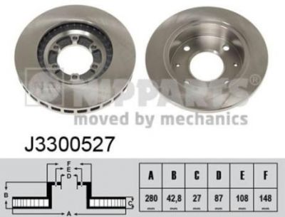 NIPPARTS Диск тормозной HYUNDAI TERRACAN 2.5-3.5 01- передний D=280мм. (51712-H1000, J3300527)