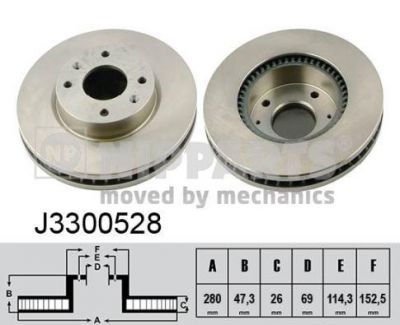 NIPPARTS Диск тормозной передний HYUNDAI ELANTRA 01- SONATA KIA MAGENTIS 01- 280мм. (517123D100, J3300528)