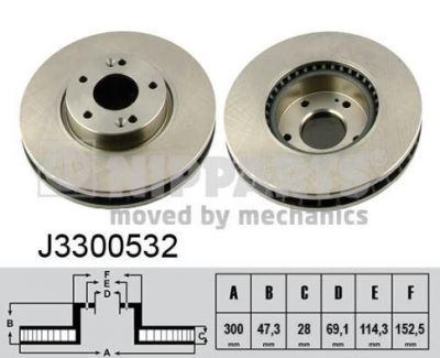 NIPPARTS Диск торм. HUYNDAI i30 07-/i30 SW 08- пер.вент. (517122L500, J3300532)