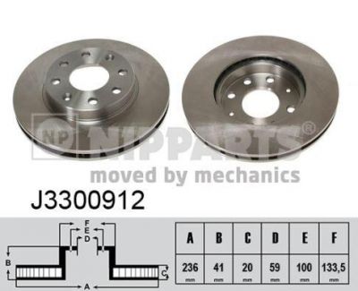 NIPPARTS Диск тормозной CHEVROLET LANOS/AVEO/SPARK/ASTRA F/CORSA B/VECTRA A передний вент (96574633, J3300912)