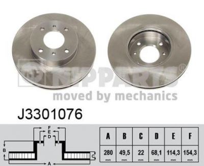 NIPPARTS Диск тормозной передний вент.NISSAN ALMERA (N16E) 00>06 PRIMERA (P11E) 96>02 (40206-2F501, J3301076)