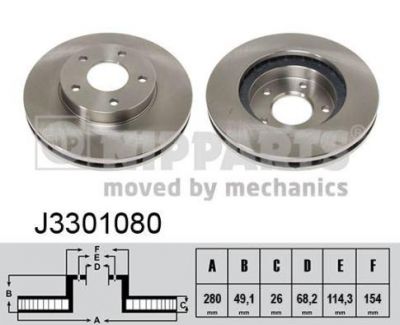 NIPPARTS Диск торм. NISSAN MAXIMA 2.5/3.0 97- пер. вент. (40206-40U12, J3301080)