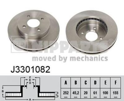 NIPPARTS Диск торм. NISSAN ALMERA (N15) 1.4/1.6 2.0D 95- (WITH ABS) пер. вент. (402062N301, J3301082)