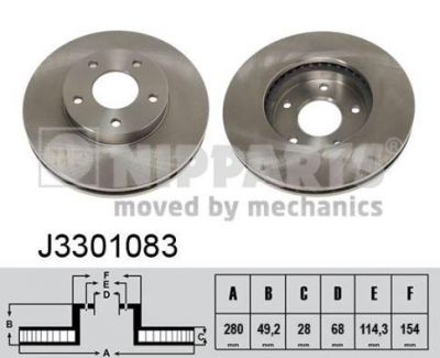 NIPPARTS Диск тормозной NISSAN X-TRAIL (T30)/MAXIMA QX (A33)/PRIMERA (P12) передний вент. (J3301085->J3301083) (402063Y503, J3301083)