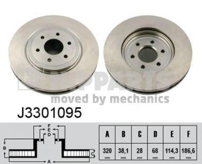 NIPPARTS Диск тормозной NISSAN PATHFINDER 05>/NAVARA 05> передний (40206-EB320, J3301095)