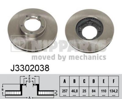 NIPParts J3302038 тормозной диск на TOYOTA HILUX II пикап (LN8_, RN5_, LN6_, YN6_, YN5_, LN5_, RN6_)