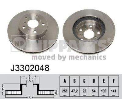 NIPParts J3302048 тормозной диск на TOYOTA CELICA Наклонная задняя часть (ST16_, AT16_)