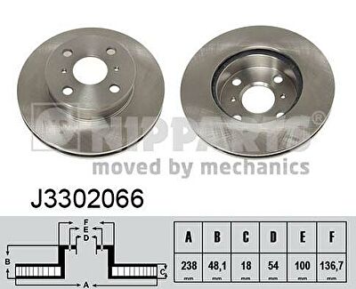 NIPPARTS Диск тормозной перед. TOYOTA COROLA 87-97 238x18mm (43512-12440, J3302066)