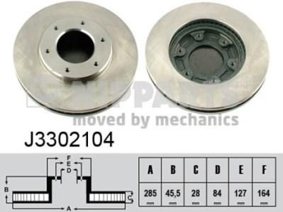 NIPPARTS Диск тормозной TOYOTA HIACE 95- передний вент.D=285мм. (43512-26140, J3302104)