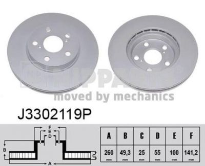 NIPParts J3302119P тормозной диск на TOYOTA AVENSIS (_T22_)
