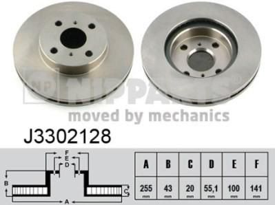 NIPPARTS Диск торм пер вент DF4163 YARIS 99-> (435120D050, J3302128)