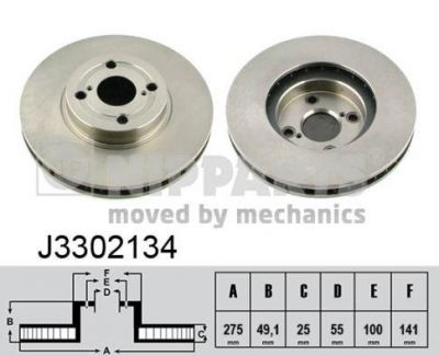 NIPPARTS Диск тормозной TOYOTA COROLLA (E12) 1.4-2.0 02- передний (4351202080, J3302134)