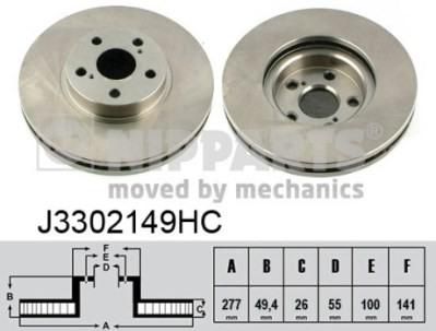 NIPParts J3302149HC тормозной диск на TOYOTA AVENSIS (T25_)