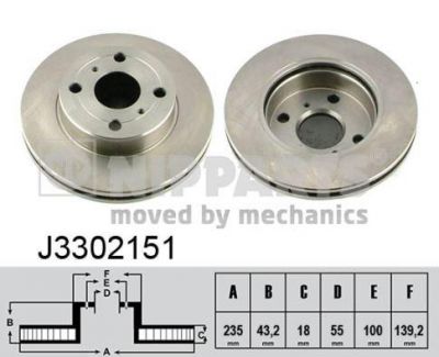 NIPPARTS Диск торм. TOYOTA YARIS 1.0/1.3 03- пер. вент. (562169J, J3302151)