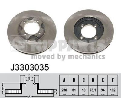 NIPParts J3303035 тормозной диск на MAZDA 323 III Hatchback (BF)