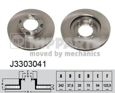 NIPPARTS Диск тормозной MAZDA 626 1.8/2.0D 87-92 передний (GJ96-33-25XA, J3303041)